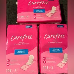 Carefree Unscented With Odor Control Panty Liners Regular Length X 3 Packs 148